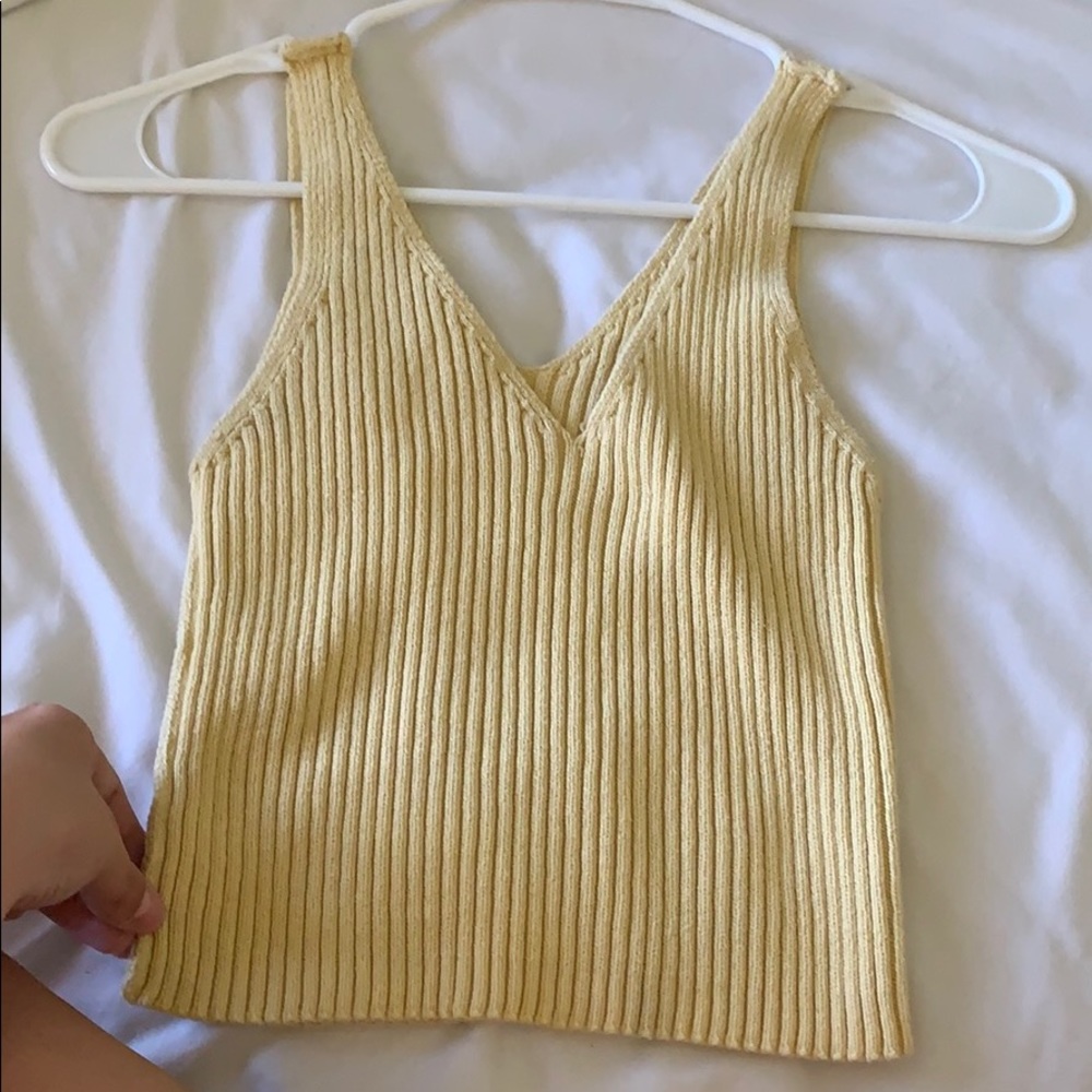 Yellow ribbed tank top